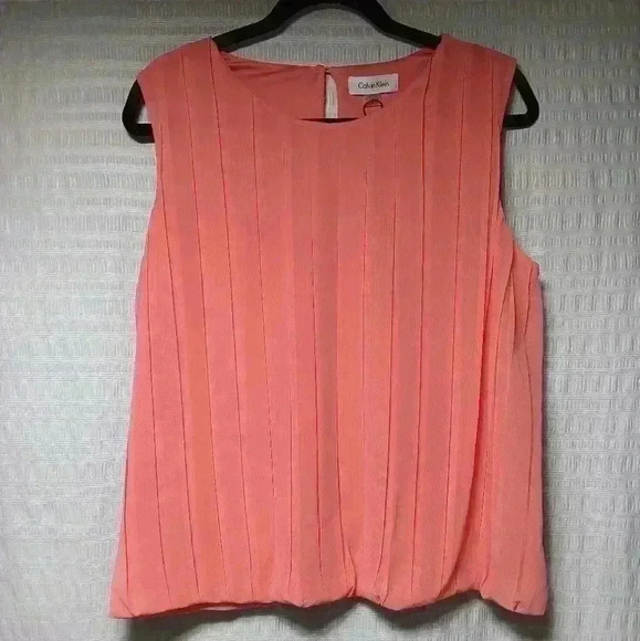 Calvin  Klien Sleeveless Sheer overlay blouse. NWT. Ladies size L - Picture 1 of 6